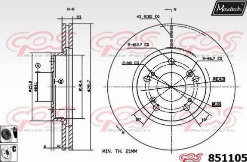 Maxtech 851105.6060 - Тормозной диск autospares.lv