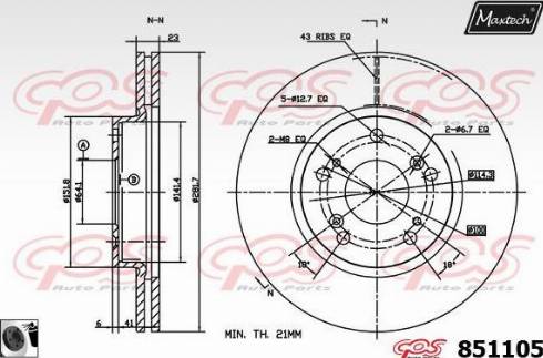 Maxtech 851105.0060 - Тормозной диск autospares.lv