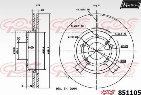 Maxtech 851105.0000 - Тормозной диск autospares.lv