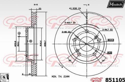 Maxtech 851105.0080 - Тормозной диск autospares.lv