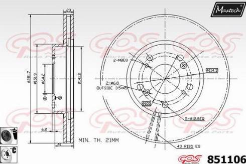 Maxtech 851106.6060 - Тормозной диск autospares.lv