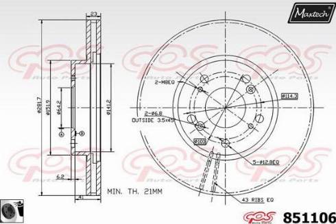 Maxtech 851106.0060 - Тормозной диск autospares.lv