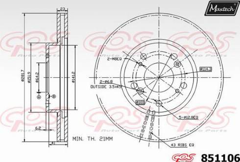 Maxtech 851106.0000 - Тормозной диск autospares.lv