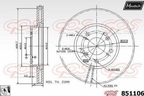 Maxtech 851106.0080 - Тормозной диск autospares.lv