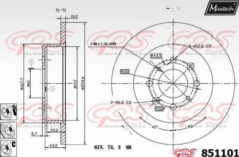 Maxtech 851101.6880 - Тормозной диск autospares.lv