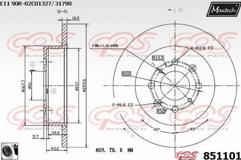 Maxtech 851101.0060 - Тормозной диск autospares.lv