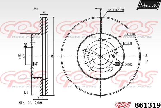 Maxtech 851101 - Тормозной диск autospares.lv