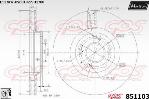 Maxtech 851103.0080 - Тормозной диск autospares.lv