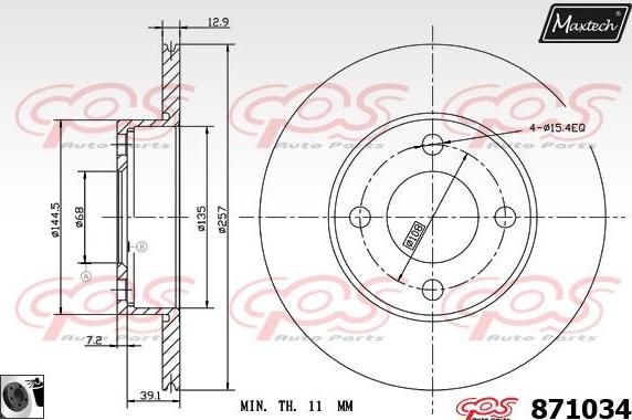 Maxtech 851103 - Тормозной диск autospares.lv