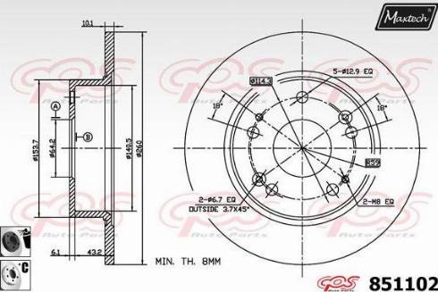 Maxtech 851102.6060 - Тормозной диск autospares.lv