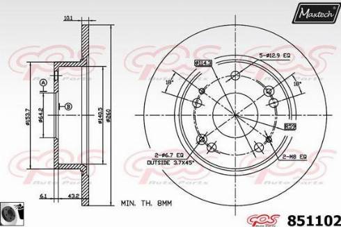 Maxtech 851102.0060 - Тормозной диск autospares.lv