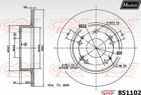 Maxtech 851102.0000 - Тормозной диск autospares.lv