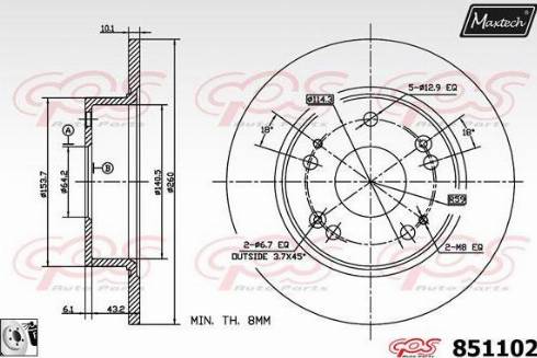 Maxtech 851102.0080 - Тормозной диск autospares.lv