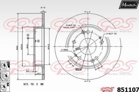 Maxtech 851107.6880 - Тормозной диск autospares.lv