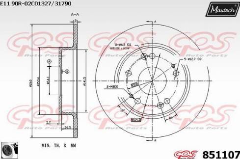 Maxtech 851107.0060 - Тормозной диск autospares.lv