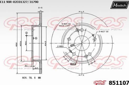 Maxtech 851107.0000 - Тормозной диск autospares.lv