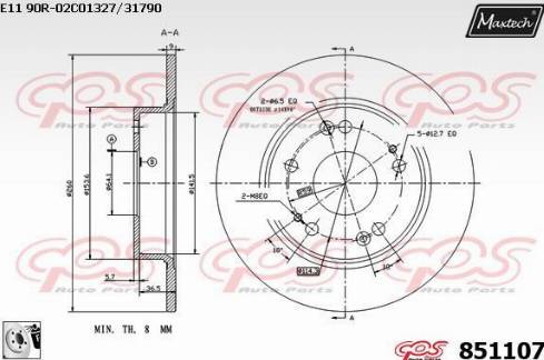 Maxtech 851107.0080 - Тормозной диск autospares.lv