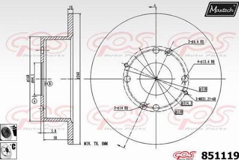 Maxtech 851119.6060 - Тормозной диск autospares.lv