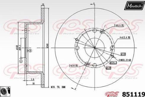 Maxtech 851119.0060 - Тормозной диск autospares.lv