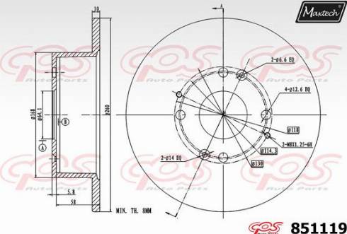 Maxtech 851119.0000 - Тормозной диск autospares.lv