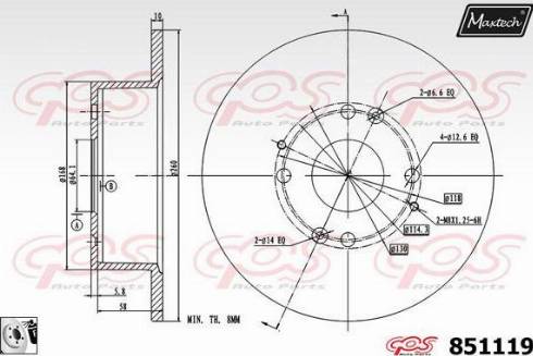 Maxtech 851119.0080 - Тормозной диск autospares.lv