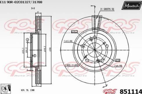 Maxtech 851114.0080 - Тормозной диск autospares.lv