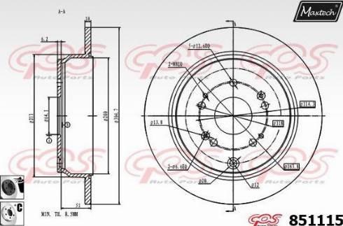 Maxtech 851115.6060 - Тормозной диск autospares.lv