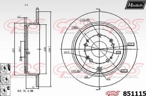 Maxtech 851115.6880 - Тормозной диск autospares.lv