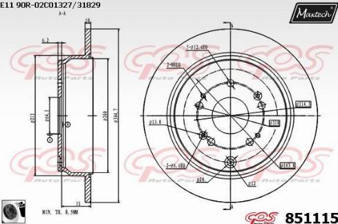 Maxtech 851115.0060 - Тормозной диск autospares.lv