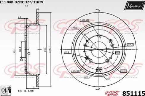 Maxtech 851115.0080 - Тормозной диск autospares.lv