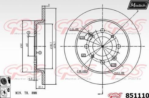 Maxtech 851110.6060 - Тормозной диск autospares.lv