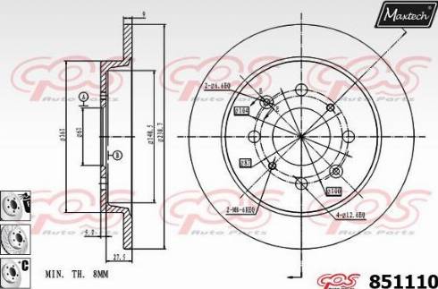 Maxtech 851110.6880 - Тормозной диск autospares.lv