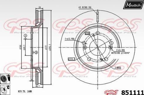 Maxtech 851111.6060 - Тормозной диск autospares.lv