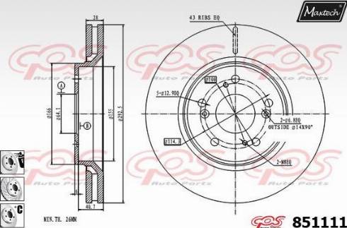 Maxtech 851111.6880 - Тормозной диск autospares.lv