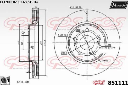 Maxtech 851111.0060 - Тормозной диск autospares.lv