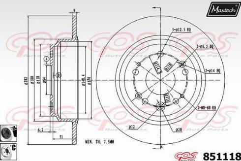 Maxtech 851118.6060 - Тормозной диск autospares.lv