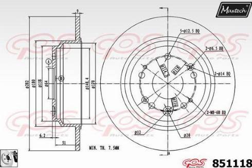 Maxtech 851118.0080 - Тормозной диск autospares.lv