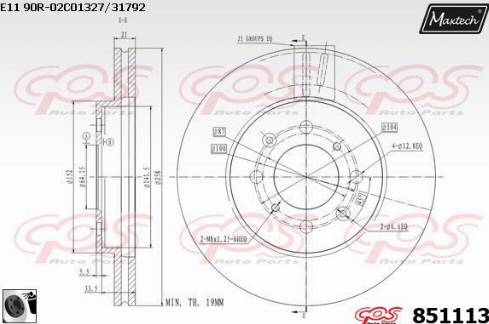 Maxtech 851113.0060 - Тормозной диск autospares.lv