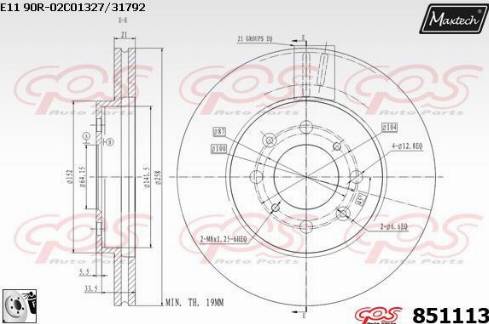 Maxtech 851113.0080 - Тормозной диск autospares.lv