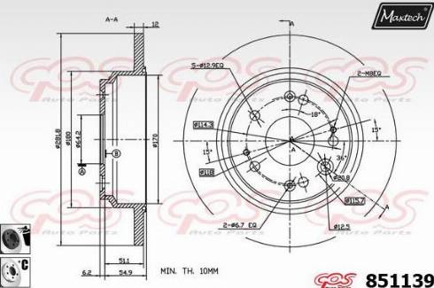 Maxtech 851139.6060 - Тормозной диск autospares.lv