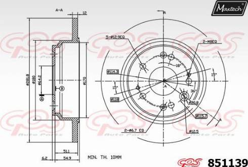 Maxtech 851139.0000 - Тормозной диск autospares.lv