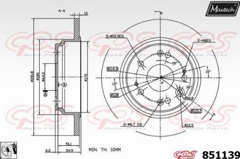 Maxtech 851139.0080 - Тормозной диск autospares.lv