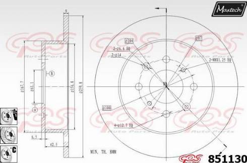 Maxtech 851130.6880 - Тормозной диск autospares.lv