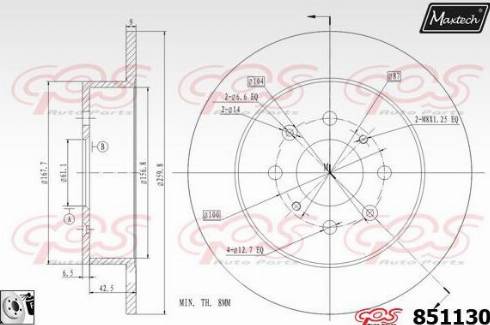 Maxtech 851130.0080 - Тормозной диск autospares.lv