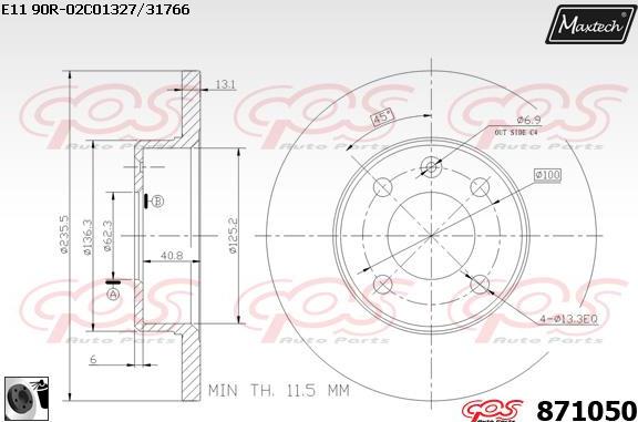 Maxtech 851131 - Тормозной диск autospares.lv