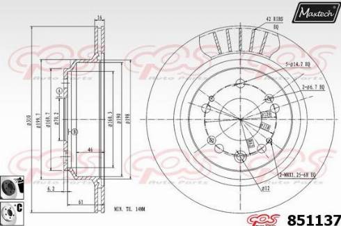 Maxtech 851137.6060 - Тормозной диск autospares.lv