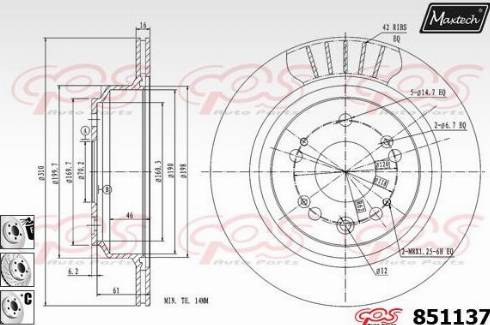 Maxtech 851137.6980 - Тормозной диск autospares.lv