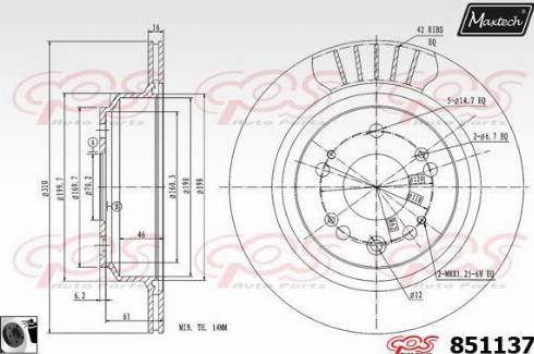 Maxtech 851137.0060 - Тормозной диск autospares.lv