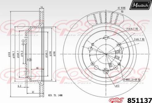 Maxtech 851137.0000 - Тормозной диск autospares.lv