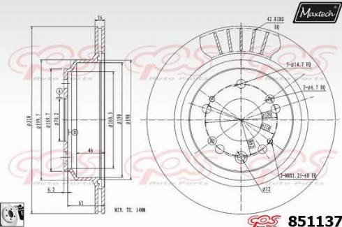 Maxtech 851137.0080 - Тормозной диск autospares.lv